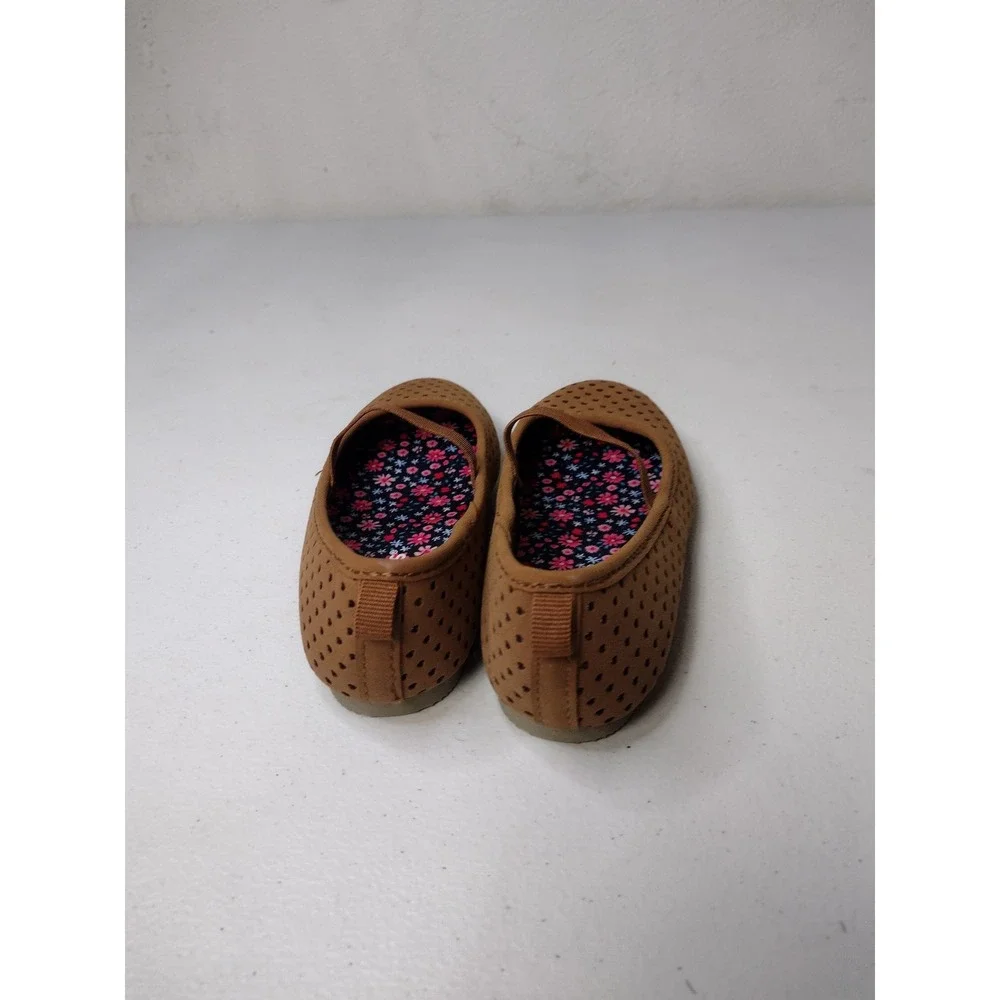 Carters Girls Tan Brown Perforated Heart Mary Jane Ballet Flats Size 12 Kids